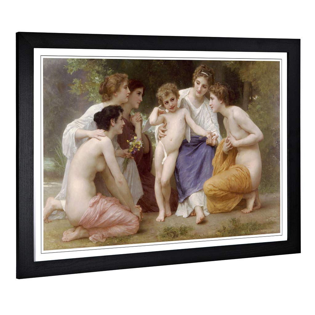 Big Box Art Framed Print of William Adolphe Bouguereau Admiration Design | Wall Art Picture | Home Decor for Kitchen, Living Room, Bedroom, Hallway, Black, A2 / 24.5x18 Inch / 62x45cm