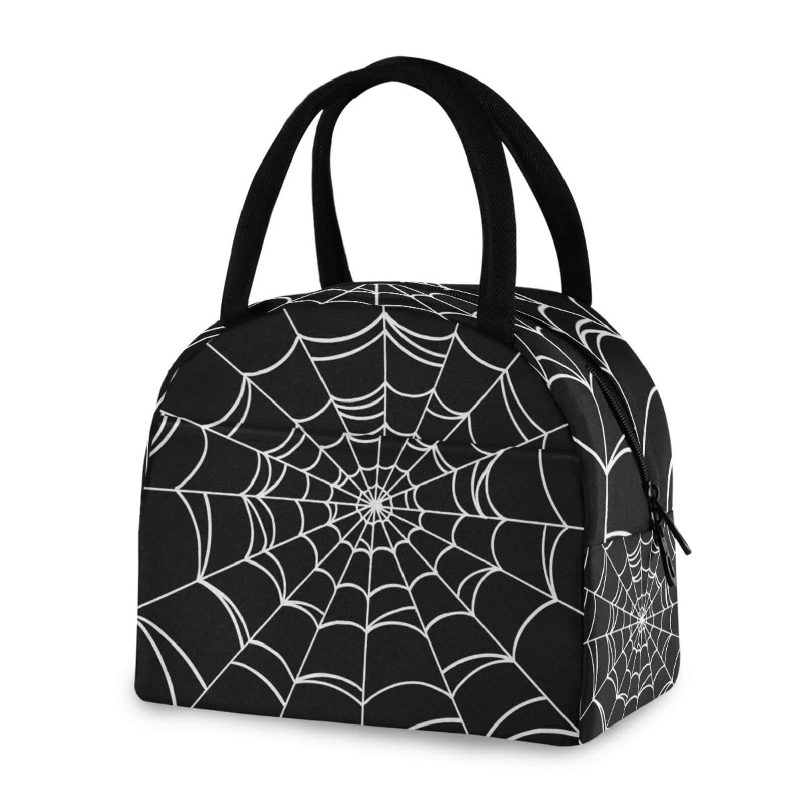 NCRJCZQL Goth Spider Web Lunch Bag for Women Men Reusable Insulated Lunch Tote Bag for Office Work School Picnic Hiking