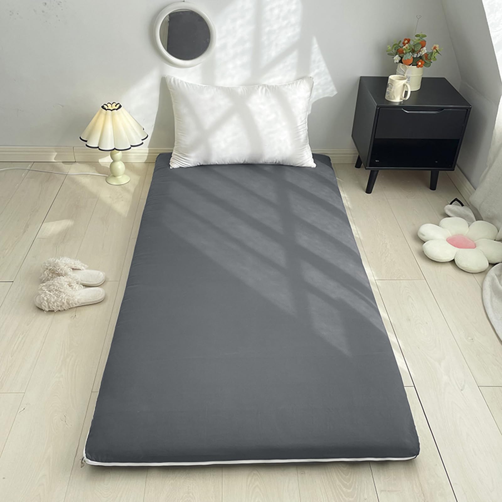 Rimovibile Fodera Materasso Giapponese da Pavimento, Giapponese Copertura Materasso con Cerniera, Cotone Coprimaterasso Futon da Pavimento, Copertura per Tatami Lavabile,A,150x200cm/59x79in