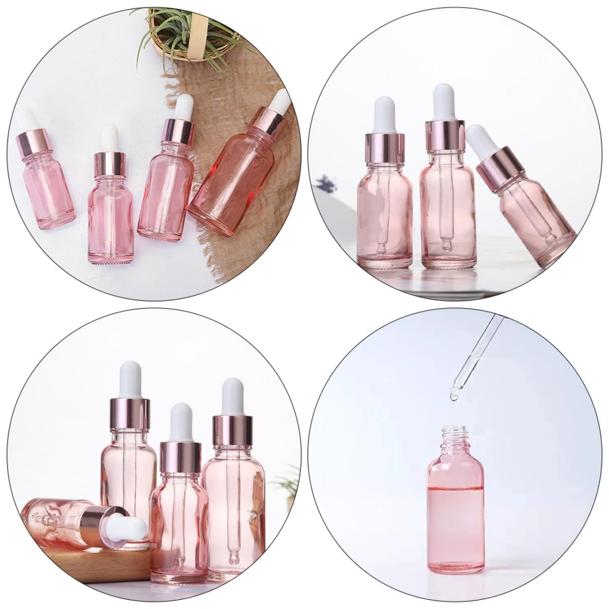 Lurrose Bottiglie Contagocce in Vetro Rosa da 30ml 30 Pezzi Pratiche e Portatili per Cosmetici Miscele Fatte a Mano e Profumi