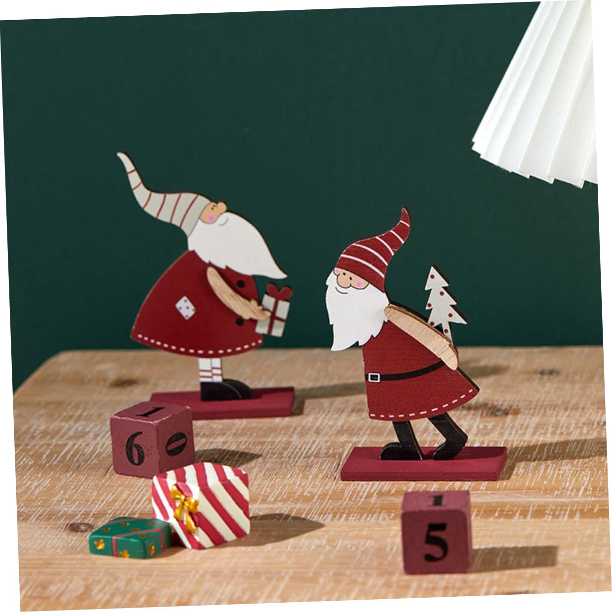 Abaodam 6stücke Kreative Holz Weihnachtsmann Dekorationen Festliche Tischornamente Für Weihnachten Für Zuhause Und Büro Weihnachtsdekoration Desktop Deko