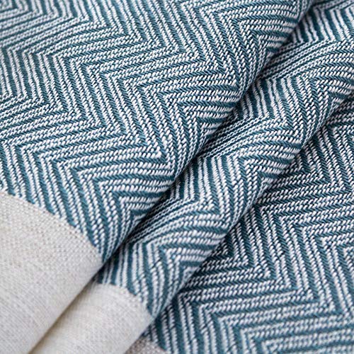 Nappe de table rectangulaire en coton et lin bleu 140x200 cm