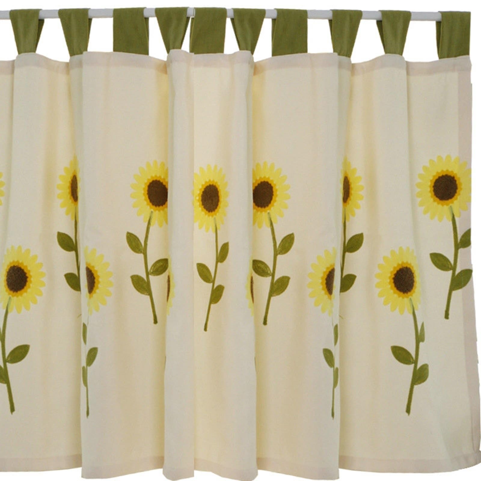 Zazdrostka bistro, nieprzejrzysta, krótka, 87 x 200 cm (wys. x szer.), 1 sztuka, wzór słoneczników, zazdrostka, do kuchni, z bawełny, lnu, do sypialni, kuchni, beżowo-żółta