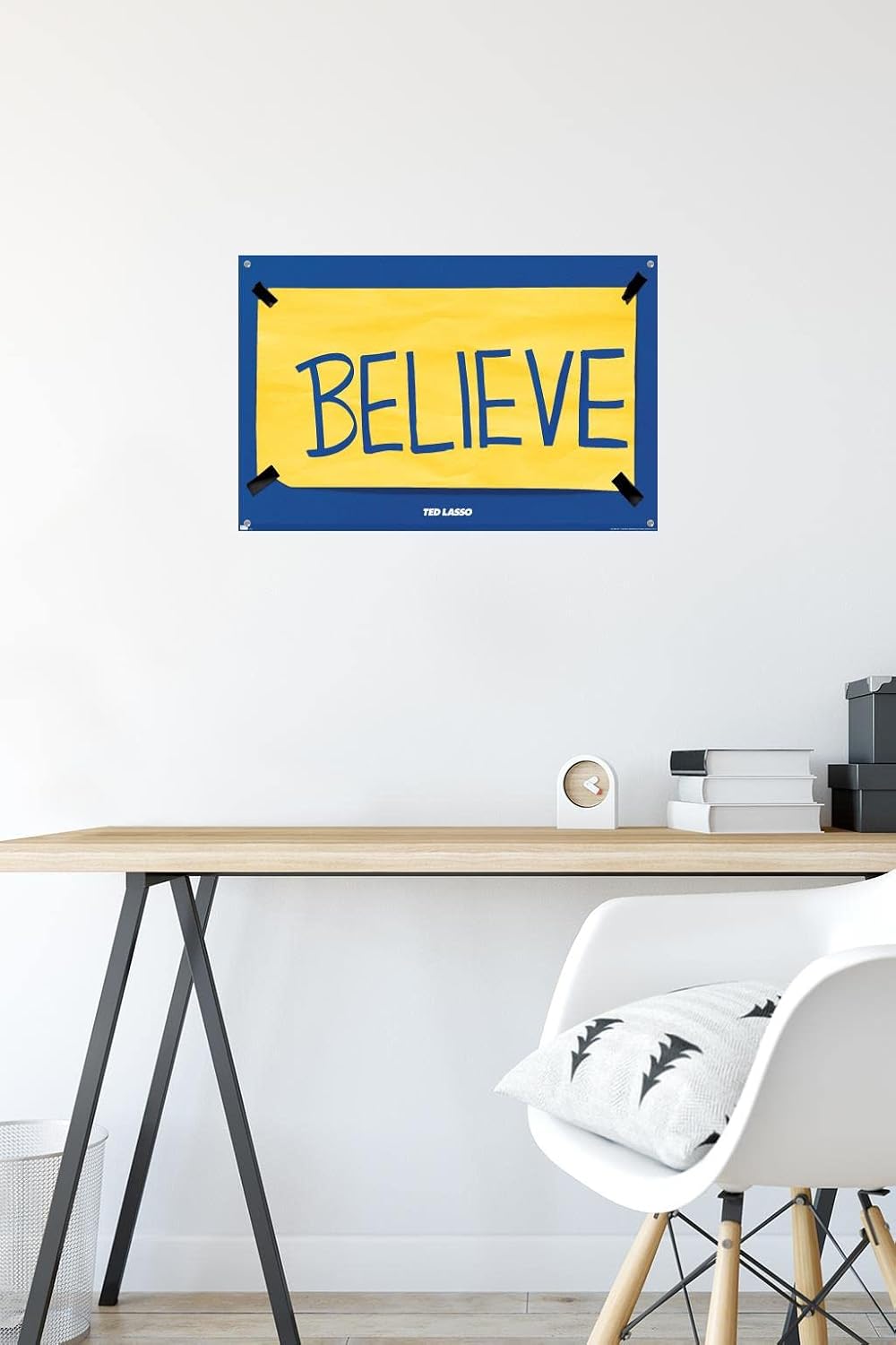Trends International Ted Lasso - Believe Wall Poster, 14.725" x 22.375", Premium Poster & Push Pin Bundle