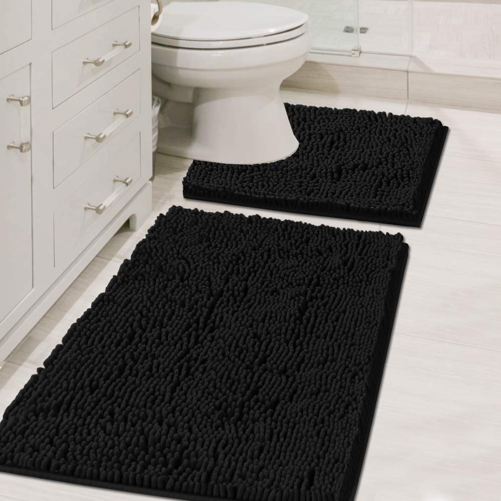 H.VERSAILTEX Original Luxury Chenille Bathroom Rug Mat (32" x 20"/20" x 20"), Extra Soft & Absorbent Shaggy Rugs, Machine Wash/Dry, Perfect Plush