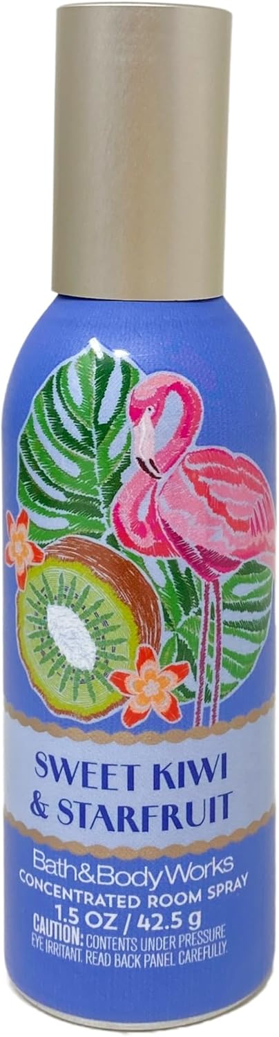 Bath & Body Works Sweet Kiwi & Starfruit 3 Pack Room Spray Bundle with a Natural Oats Sample Soap