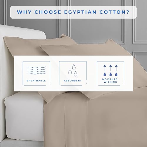 Miniatura 4 de Kotton Culture Juego de sábanas de lujo de 4 piezas 100% algodón egipcio, sábana bajera de 1200 hilos, suave con bolsillo elástico de 19 pulgadas,