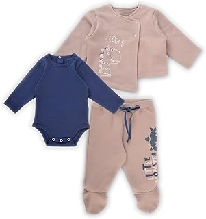 طقم من جاكيت بأكمام طويلة وسالوبيت باكمام طويلة وبنطلون للأولاد الصغار من جونيور، (عبوة من 3 قطع)