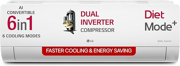 LG 1.5 Ton 3 Star DUAL Inverter Split AC (Copper, AI Convertible 6-in-1, VIRAAT Mode, Diet Mode+, Faster Cooling & Energy Saving, HD Filter with Anti-Virus Protection, US-Q18TNXE, White)