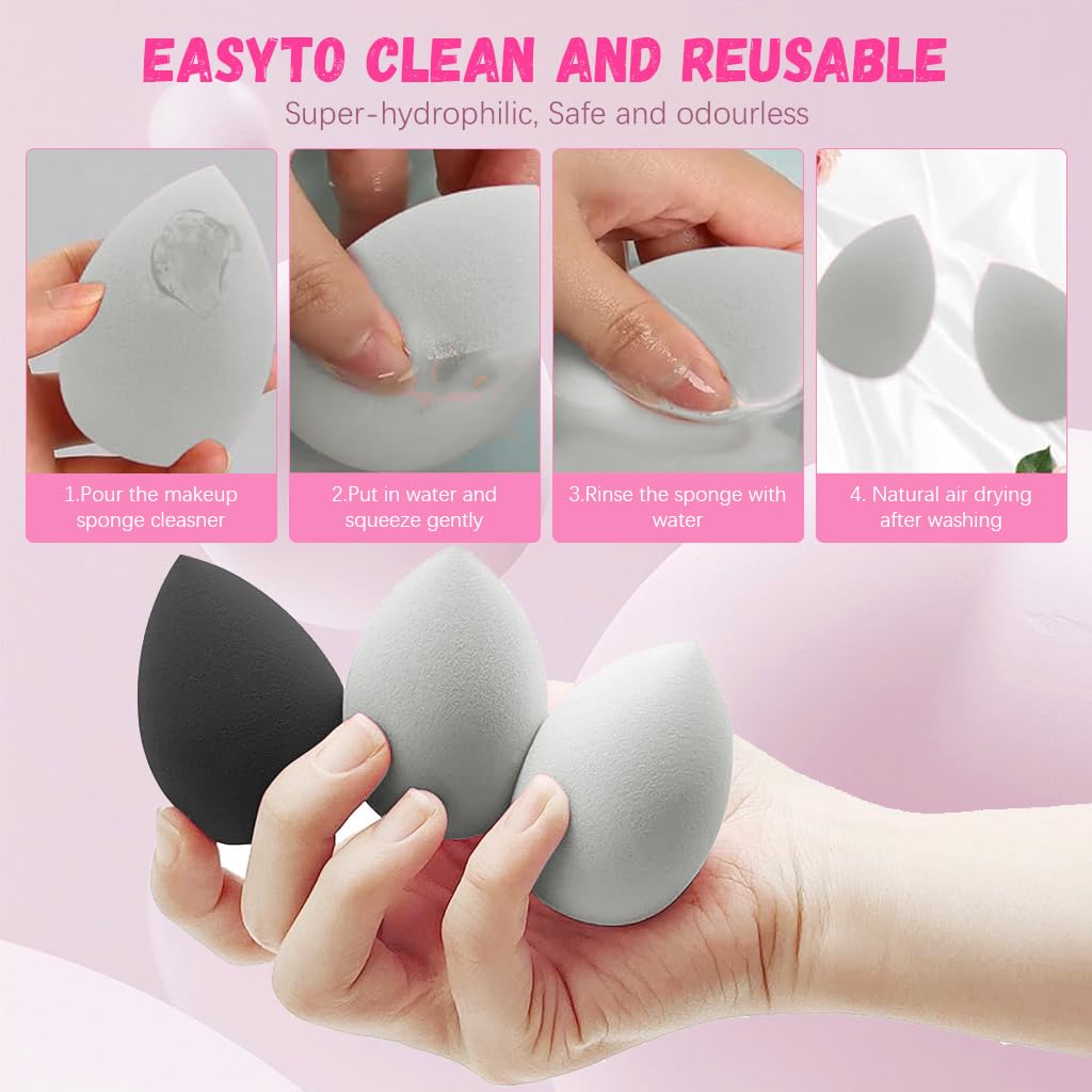 MAYCREATE® 14Pcs Powder Puff for Makeup Beauty Blender Sponge Multi Use Triangular Make Up Puff Multi Sized Puffy Thumb-sized Foundation Blending Pads Set - Image 6 thumbnail