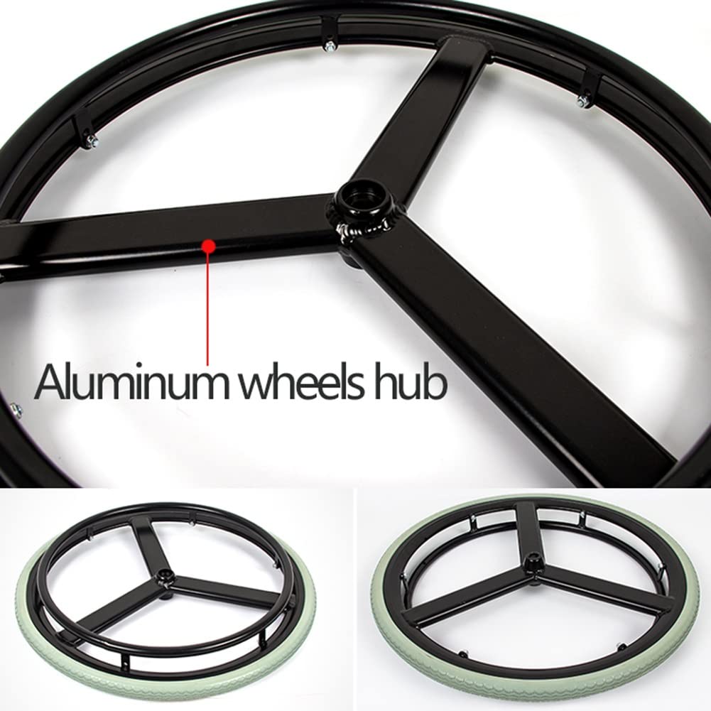 Ruedas Traseras de Repuesto de 24 Pulgadas para Silla de Ruedas (2), Ruedas Giratorias Sólidas de Pu para Silla de Ruedas, Buje Y Volante de Aluminio, Rodamiento de 17 Mm (11/16 ")/Gray/24 X