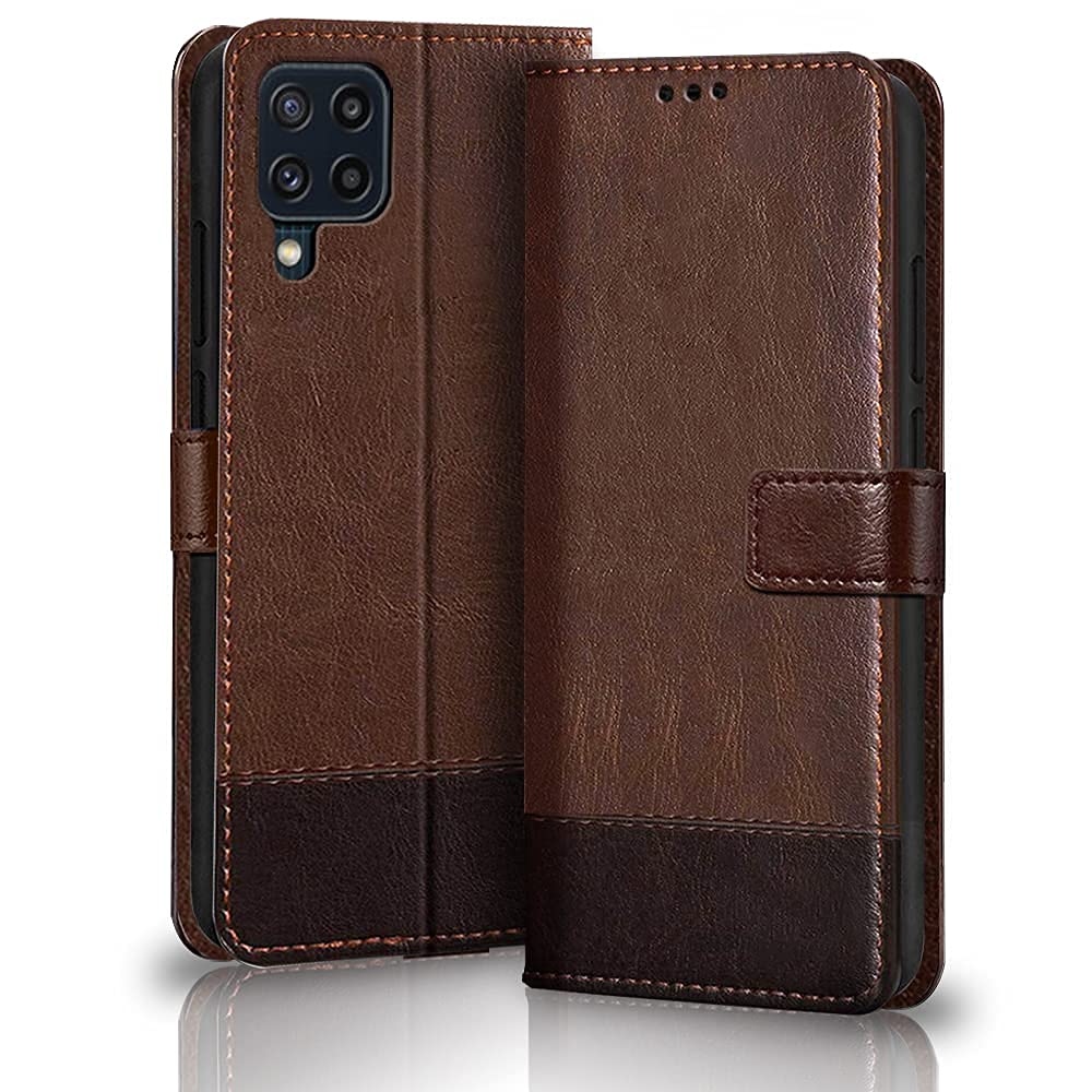 TheGiftKart Dual-Color Leather Finish Flip Back Cover for Samsung Galaxy F22 | Inside Pockets & Inbuilt Stand | Wallet Style | Magnet Closure Samsung Galaxy F22 Flip Case (Brown & Coffee) (B0996YSGBM) Amazon Price History, Amazon Price Tracker