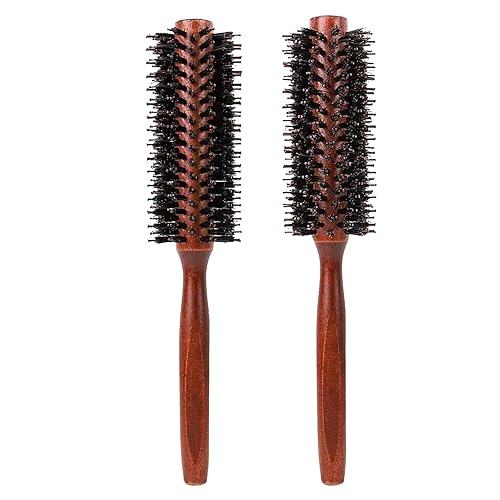 Miniatura 1 de Cepillo redondo, cepillo redondo para secar con soplado, cepillo redondo de cerdas de jabalí con mango de madera natural para mujeres y hombres, se