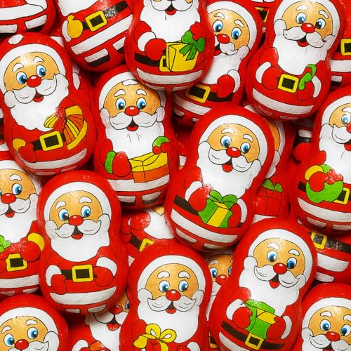 24 Mini Santa Chocolates – Festive Foil Wrapped Milk Chocolate – Christmas Party Treats, Stocking Fillers & Gift Bag Favourites