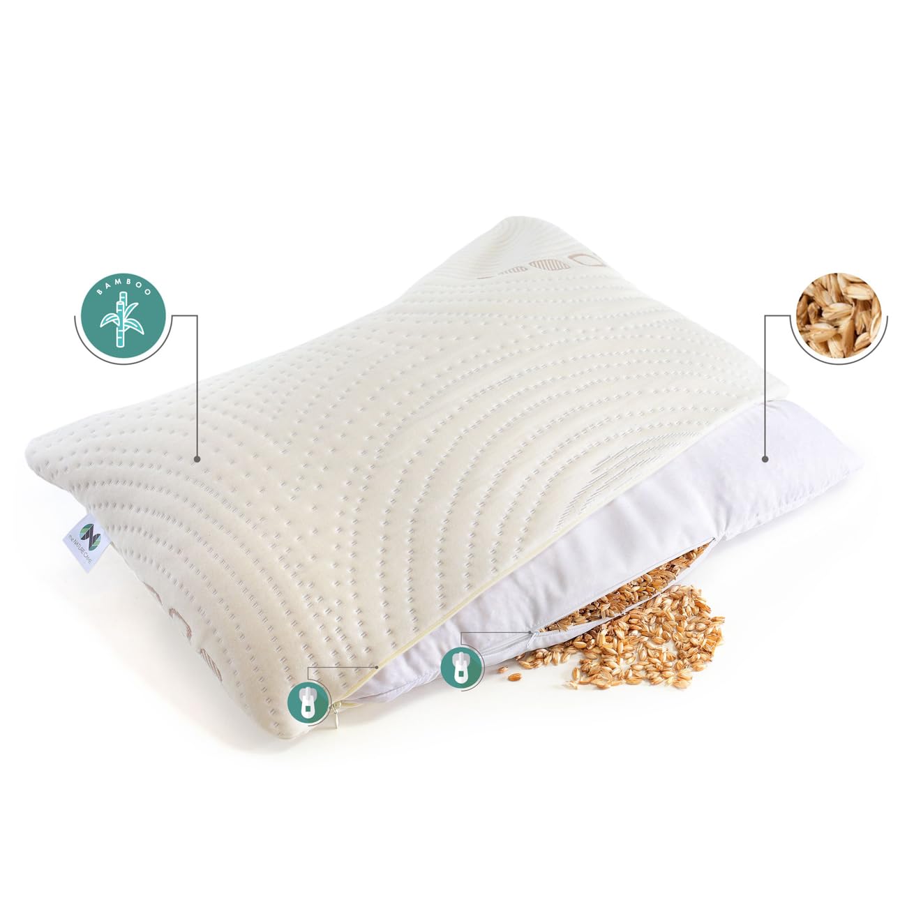Almohada de espelta, almohada para el cuello, dolor de cuello, almohada para dormir de lado con fundas de cojín de bambú, cáscara de espelta, almohada de apoyo para el cuello, almohada ortopé
