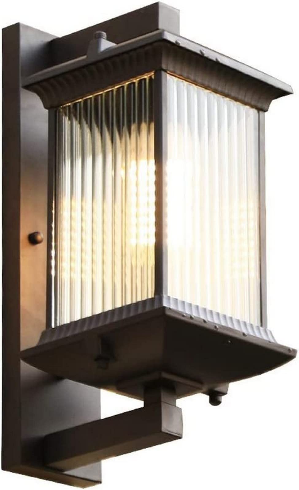 SXECAEPS Wall Lamps Sconces Garden Light Classic Aluminum Bracket Lantern Sconce with Glass Shade Retro E27 Fixture Lamp Waterproof Lighting