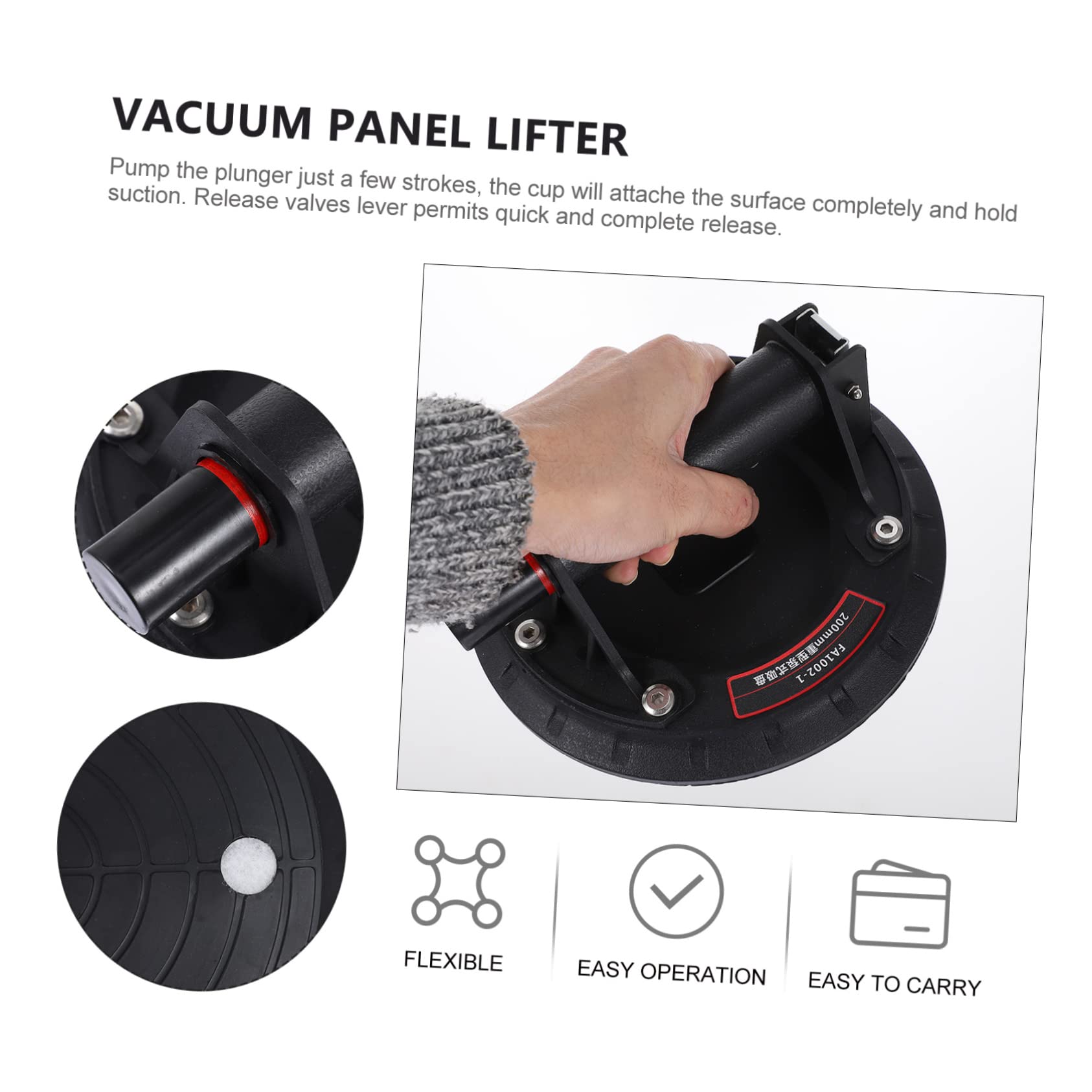 STOBAZA Glass Suction Cup Lifter Vacuum Suction Cups Heavy Duty Electric Lifter for Flat Surfaces