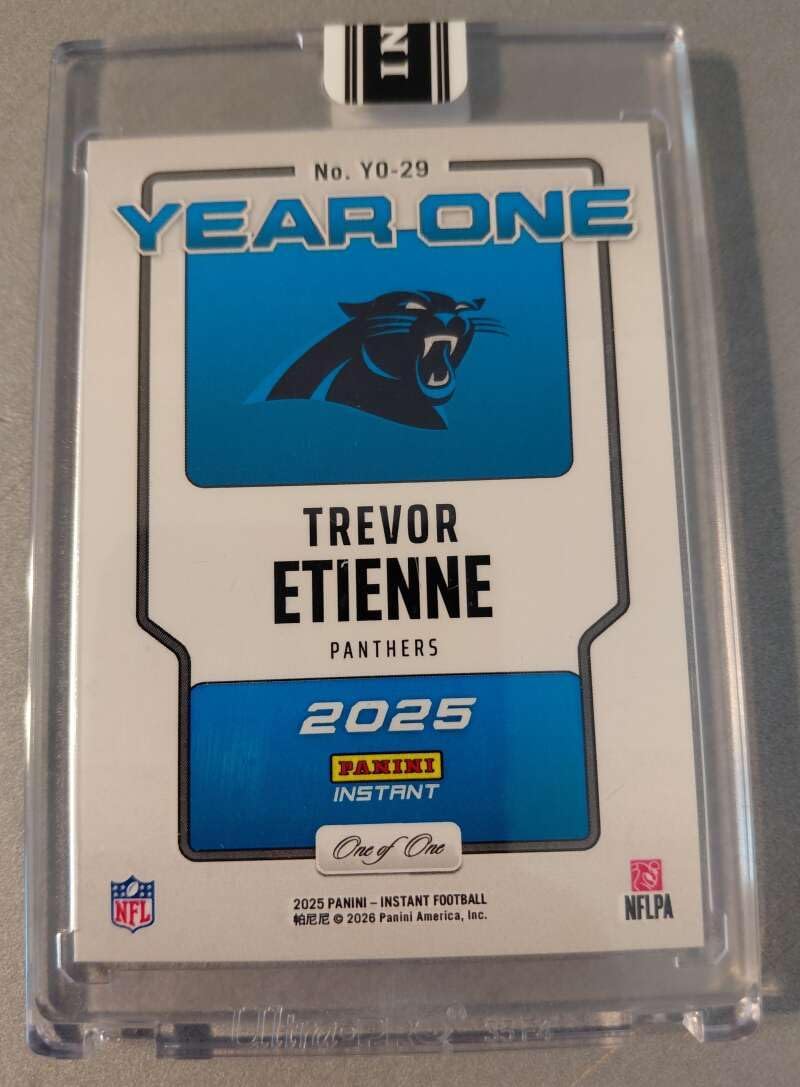 TREVOR ETIENNE RC 1/1 2025 Panini Instant Year One Black #29 One of One Panthers NM-MT Football