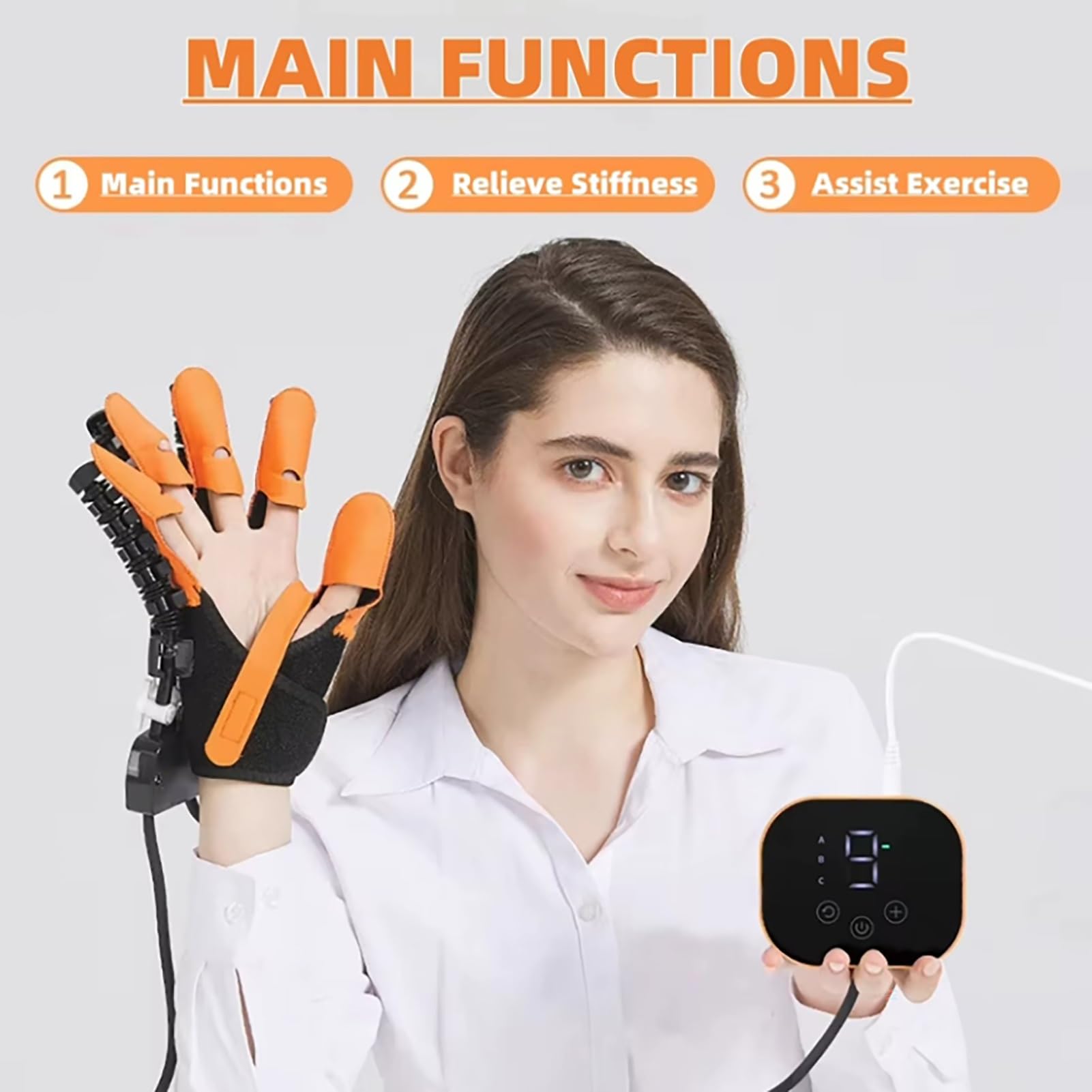 Guantes Roboticos Rehabilitación Ictus, Terapia Para Pacientes Con Artritis Hempiplejia, Alivia La Rigidez De Mano Para Ejercicio De Extensión Entrenamiento(Right,Large)