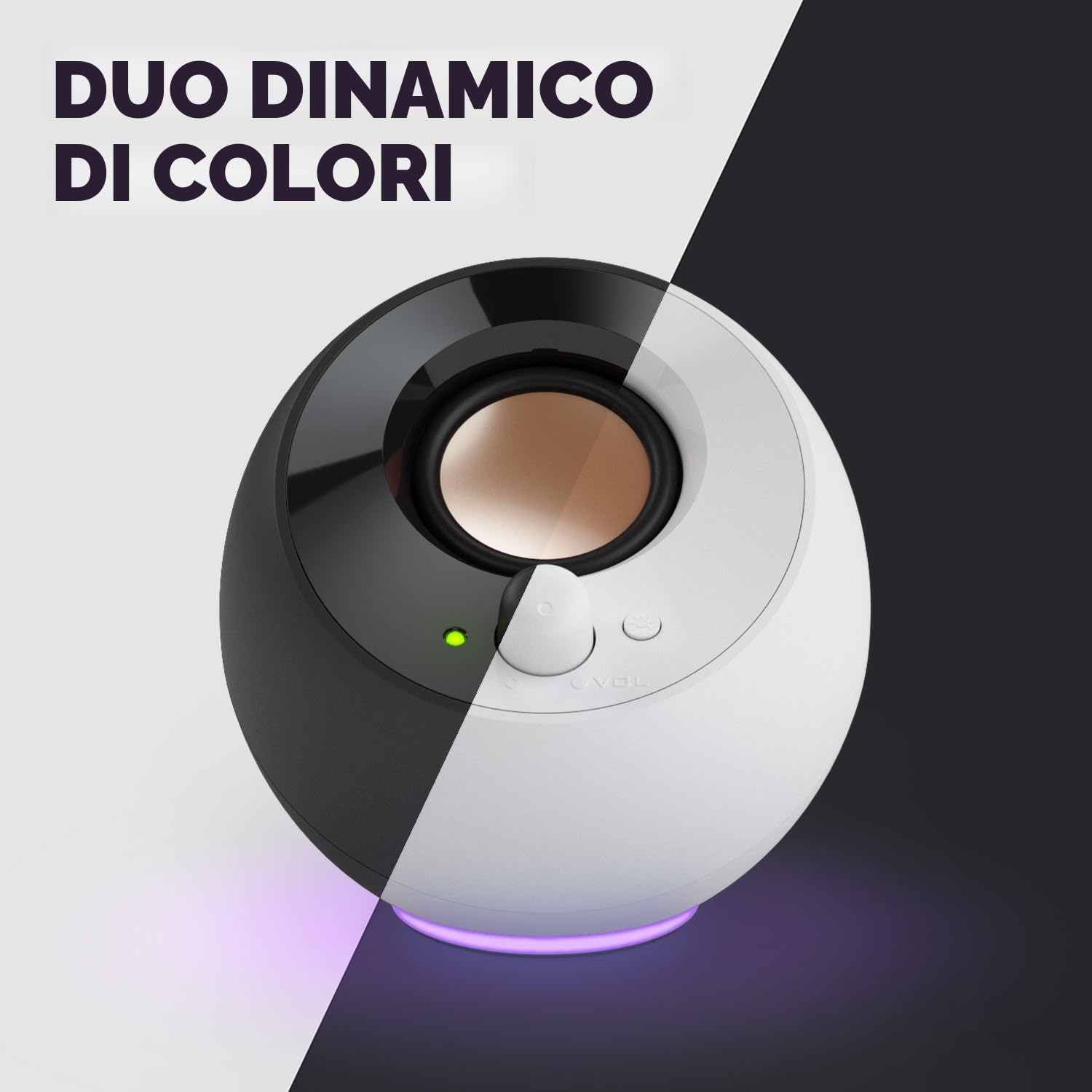 CREATIVE Pebble SE - Altoparlante PC minimalista 2.0 USB-C alimentato con illuminazione RGB, ingresso AUX da 3,5 mm, potenza RMS fino a 4,4 W per computer e computer portatili (bianco)