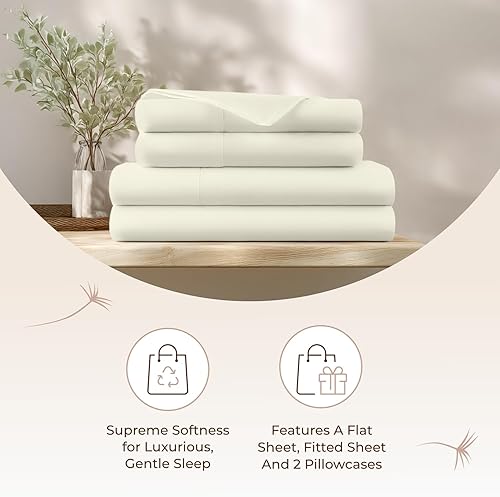 Miniatura 6 de Juego de 4 piezas de sábanas de percal 100 % algodón orgánico con certificación GOTS, perfectas para personas que duermen con calor, duraderas y