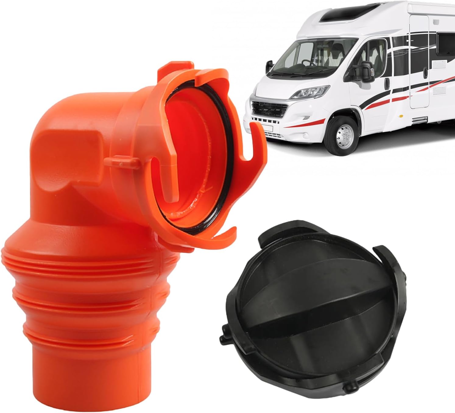 RV Sewer Hose Connector,90 Degree Plumbing Attachment,Leak-Proof Sewer Hose Fitting Elbow with 2 Lids | for Camper Drainage Plumbing Wastewater Sewage Odor Tight Connection