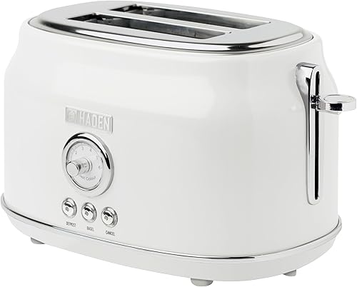Haden Dorset - Tostadora de ranura extra ancha de 2 rebanadas con exterior Cool Touch, bandeja extraíble para migas y 6 controles de tostado