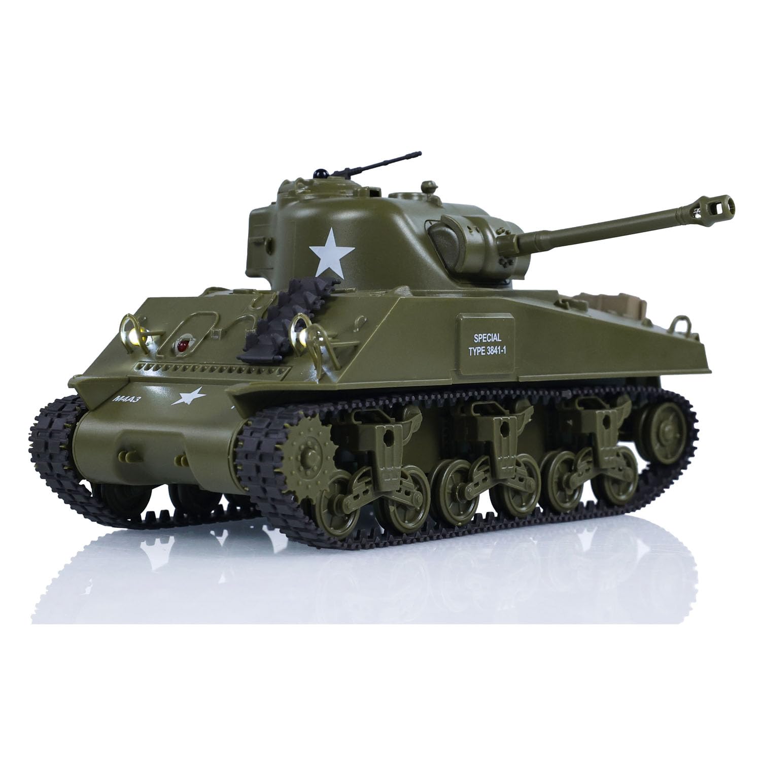 Henglong 1/30 RC Battle Tank Sherman M4A3 3841-01 2.4G Serbatoi di controllo remoto 320 ° Torretta di Combattimento Infrarossi per Hobby