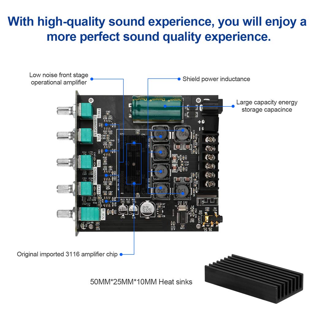 Bluetooth versterker module hifi stereo - 2.1 audio versterker board mini digitale versterker moederbord bas en treble tuner 2 x 50 W 100 W 12 V-24 V