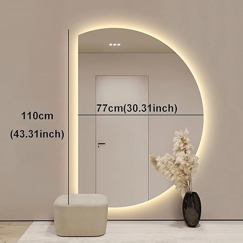Miniatura 2 de HAZEK Espejo de baño LED, espejos de tocador de baño para pared, borde de espejo de baño, espejo de baño semicírculo, antiempañamiento, corte