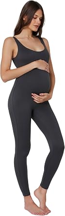 BUMPSUIT Maternity Jumpsuit, Women Sleeveless Shapewear Long Pregnancy Bodysuit Scoop Neckline
