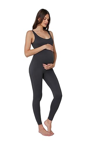 BUMPSUIT Maternity Jumpsuit, Women Sleeveless Shapewear Long Pregnancy Bodysuit Scoop