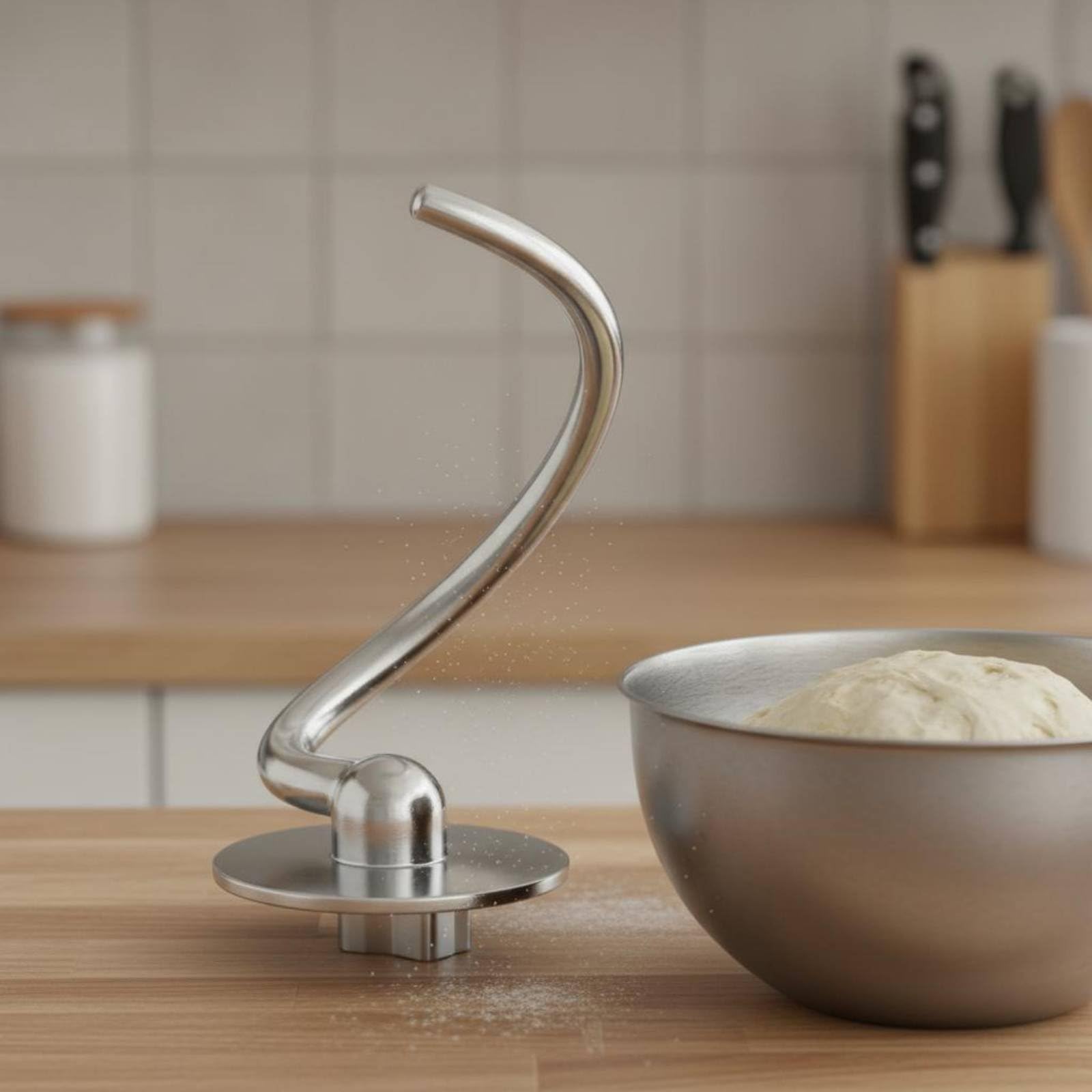 Frusta a Filo Gancio Impastatore e Frusta Piatta Facile Installazione Ricambi per Planetaria Multiuso, 4.5-5qt, size to 3