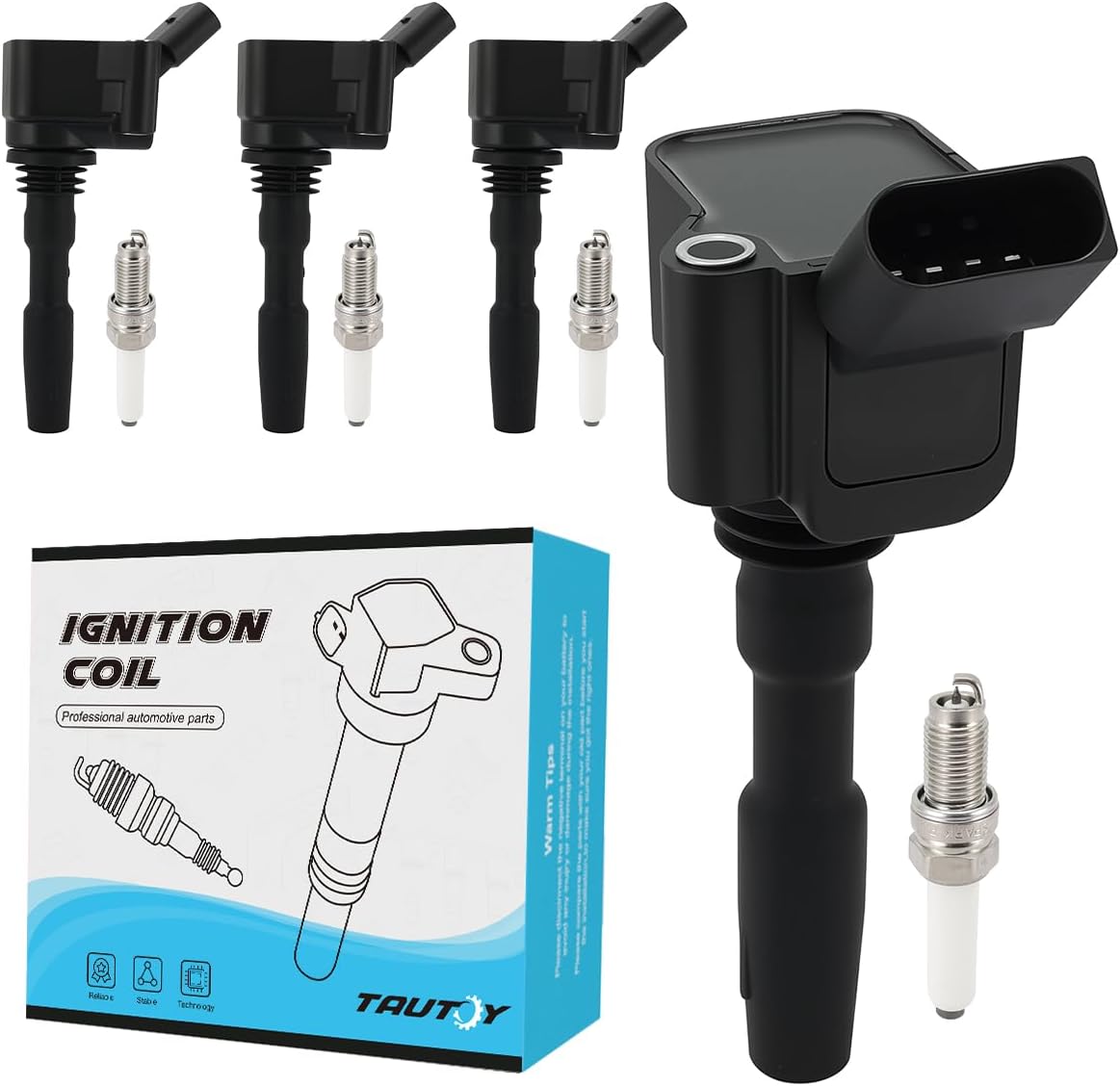 Set Of 4 UF717 Ignition Coil Pack & Iridium Spark Plugs (1.4L Only) For Volkswagen/VW Jetta 2014-2018,For Audi A3 Sportback e-tron 2016-2018, Replace # UF779 5C1901