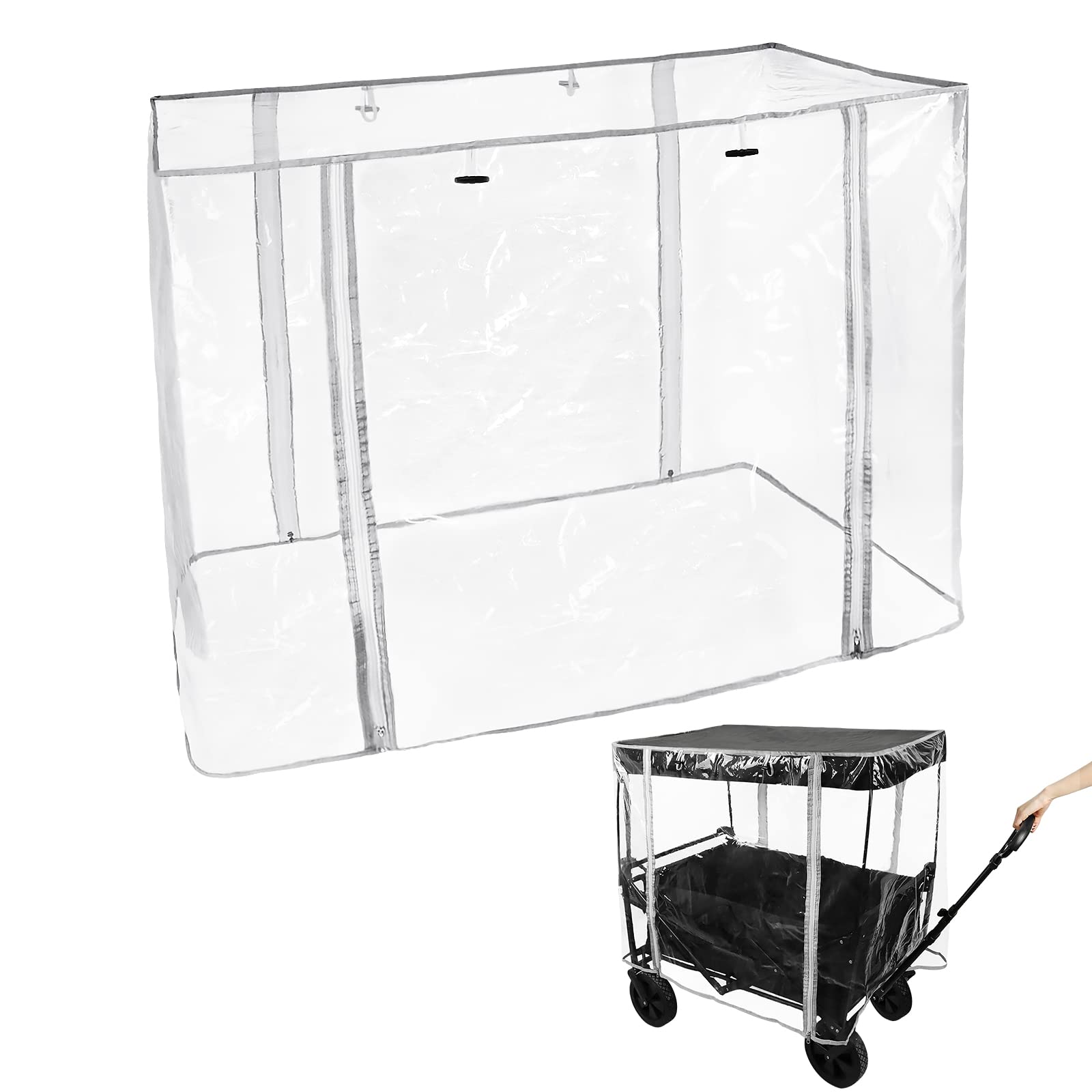 LOSCHEN Wagon Rain Wind Cover for Outdoor Garden Camping Picnic Wagon Stroller Waterproof,Folding Trolley Cart Accessories(Cart Not Included)