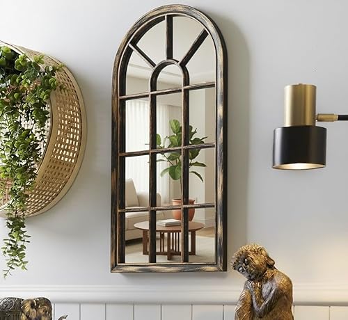 DEENZ 35X71Cm Arched Window Wall Mirror, Brushed Copper/Bronze, Room Decoration Ideas New Eye Catching Design