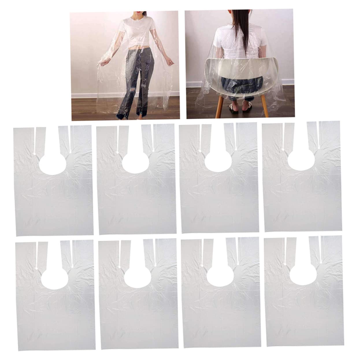 ABOOFAN Einweg Friseurumhang 100 Stück Pe Silber 110x150cm