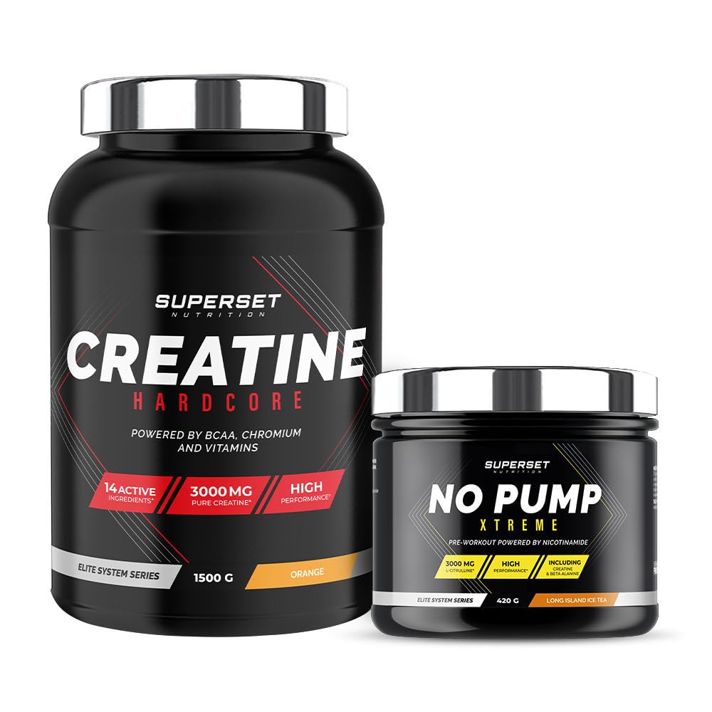 Superset Nutrition | Programme Volume Et Force - Créatine Hardcore - No Pump Xtreme | Augmente le volume musculaire et donne plus d'intensité lors de l'entraînement.