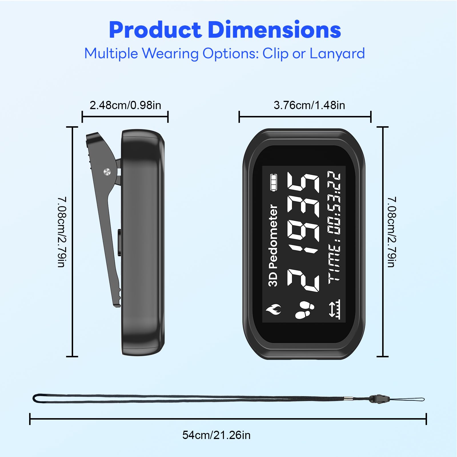 3D Podometre Non Connecté, Podomètre Précis à Clipser, Podometre Marche Pas et KM Calories, Compteur de Pas avec Grand Écran LCD, pour Marche, Course, Jogging, Randonée
