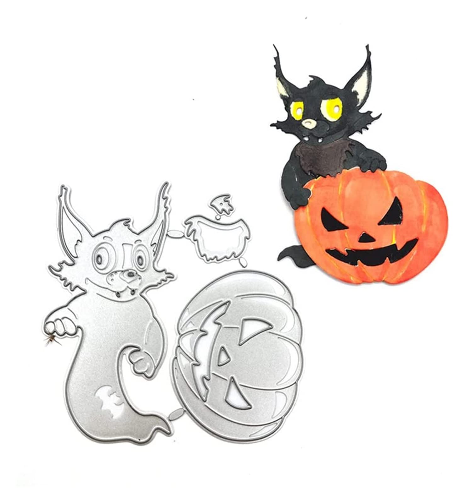 GORGECRAFT Halloween Fustelle In Metallo Stencil Fustelle In Acciaio Al Carbonio Pipistrello Zucca Fantasma Finestra Modello di Goffratura Strumento Fustelle per La Creazione di Biglietti Album Carta