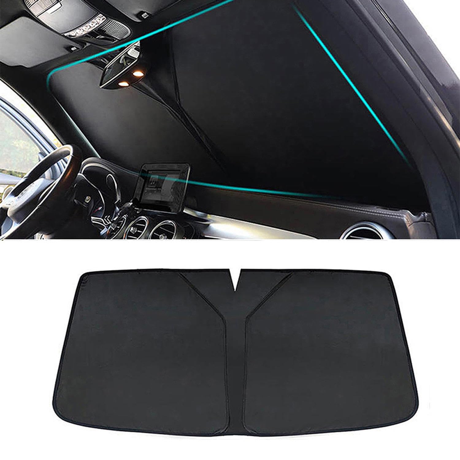 Dqwerl Black Fit For Bmw X5 G05 F95 2019-2022, Car Windscreen Sun Shade, Foldable Car Sunshades, Car Screen Sun Shade Inside (Black)