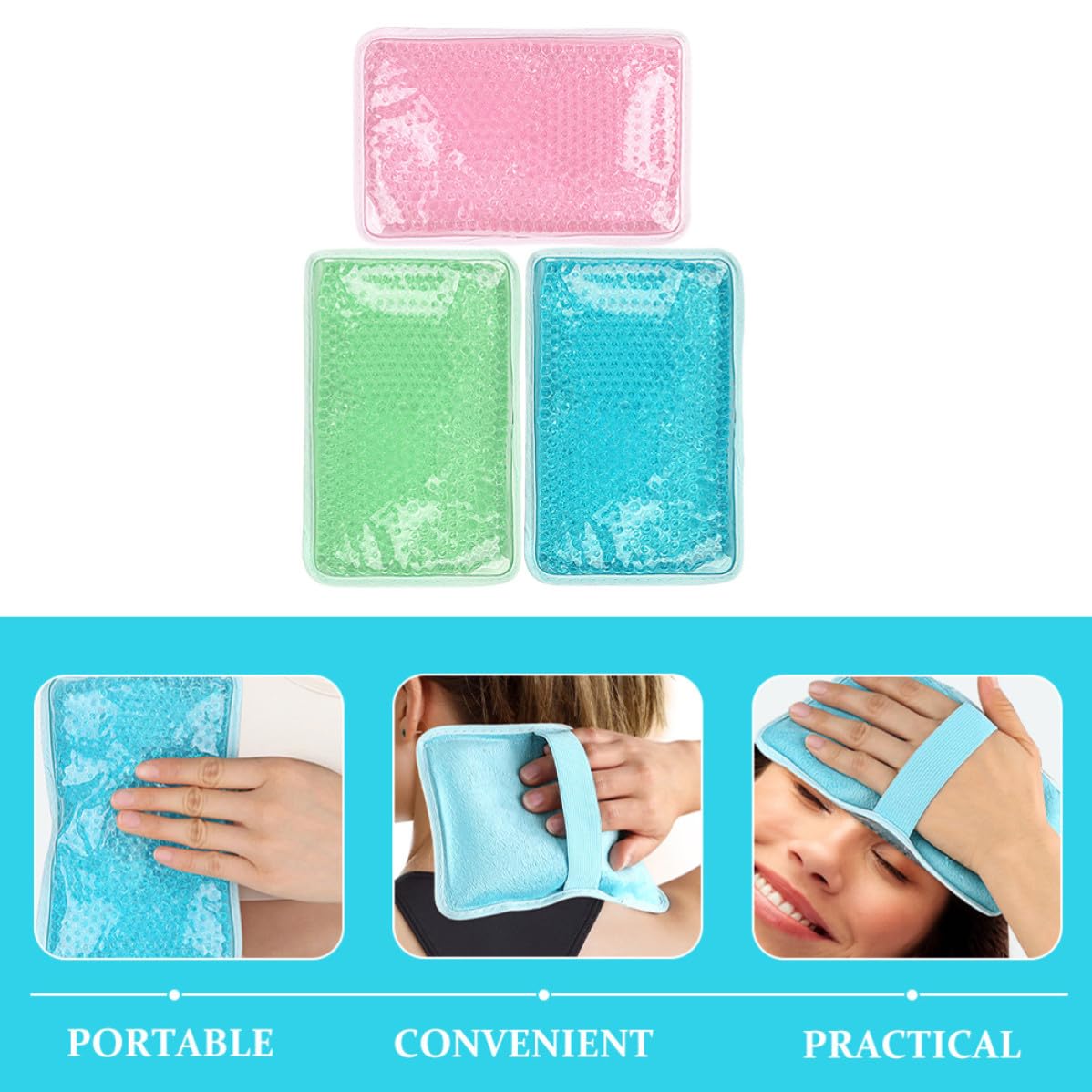 Outanaya Impacco Freddo in Pvc e Gel in Gel 3 Pezzi Riutilizzabile Morbido e Confortevole, Cuscino Termico per Terapia Caldo Freddo per Spalle e Gambe