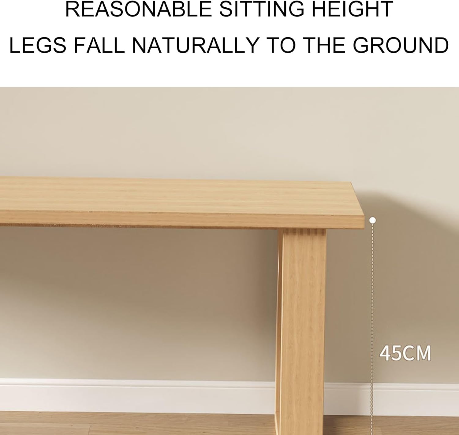 Wooden Farmhouse Dining Bench, Kitchen Wooden Entryway Bench Chair, Space-Saving Wood Bench for End of Bed, for Home Kitchen Dining Living Room Entryway Restaurant(Wood Color,160cm/63in)