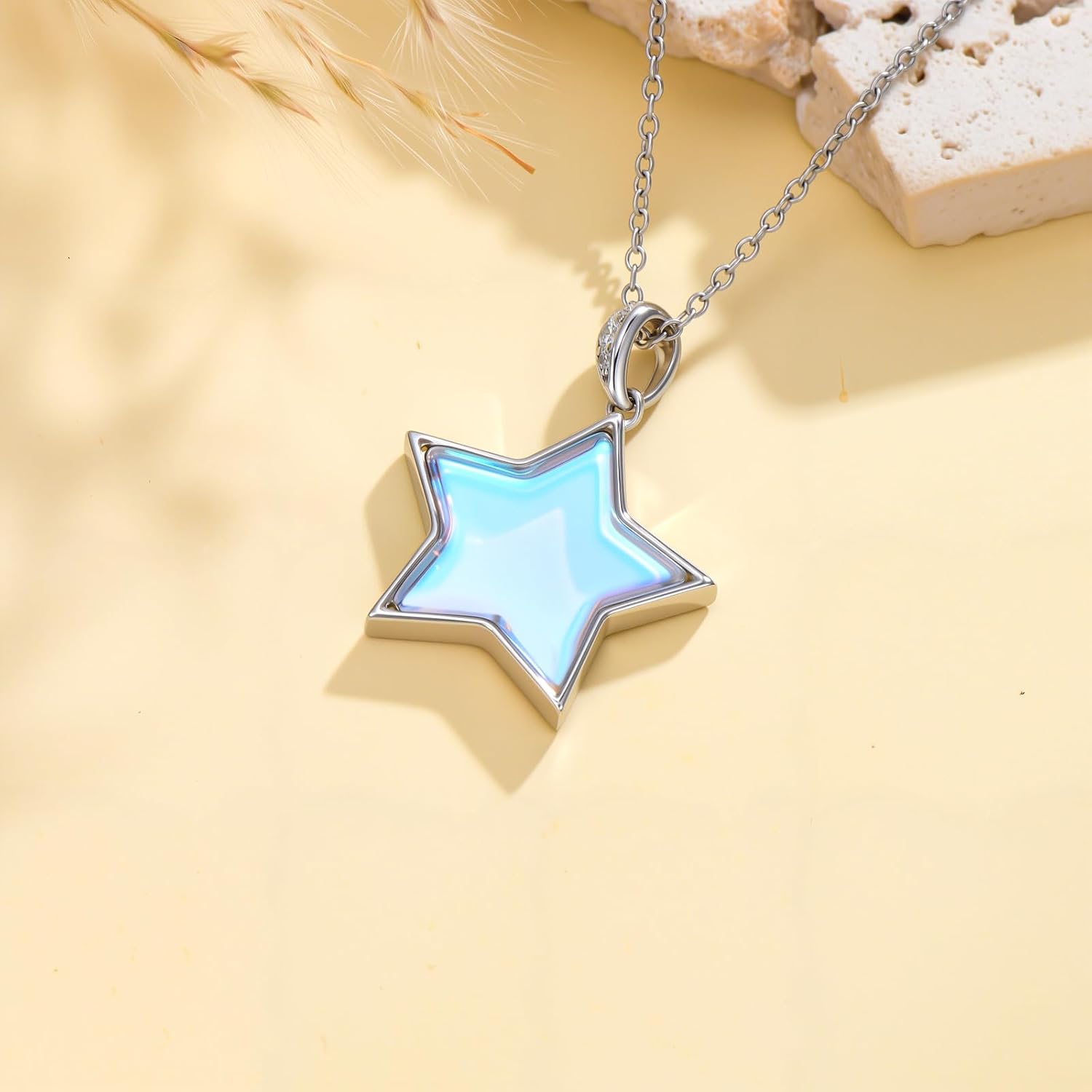 925 Sterling Silver Star/Moon Pendant Necklace for Women, Dainty Moonstone/Turquoise Jewelry Gifts for Mother Wife Lover Birthday Christmas Anniversary, with 18+2inch Chain - Image 4