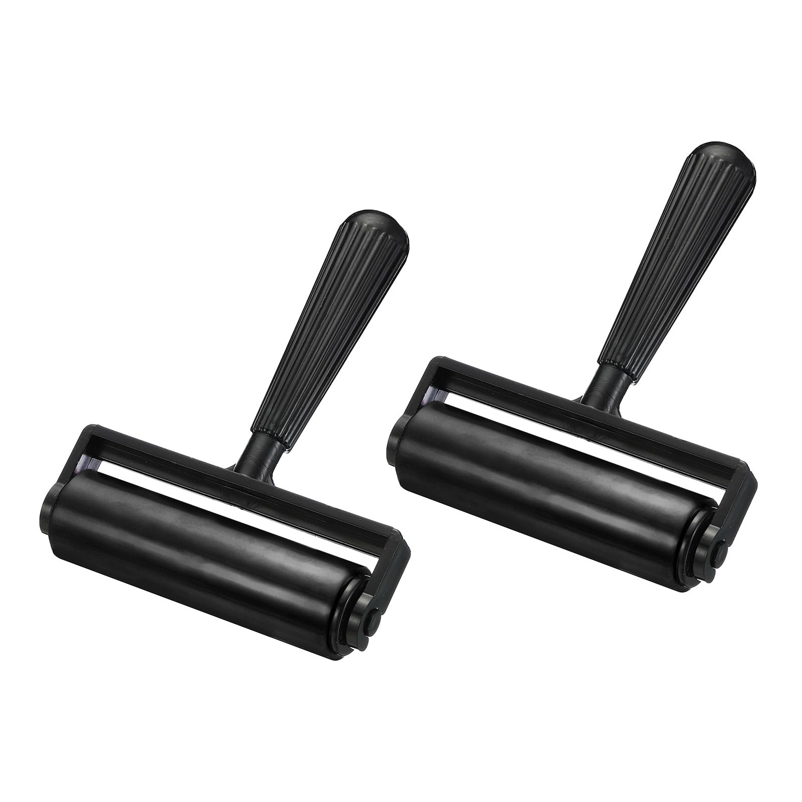 YOKIVE 2 Pcs Rubber Roller Brayer, Printmaking Ink Print Spreading Brush Tool, Great for Art Printing Craft Stamping (Black 4.5-Inch)