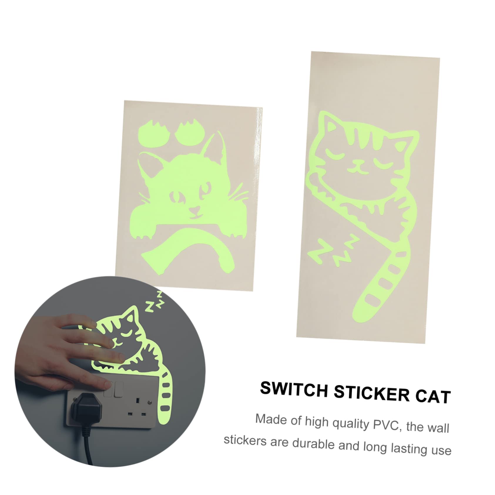 2pezzi Adesivi Murali Luminosi Per Adesivi Creativi Tema Gatto Per Decorare Camera Salotto Cucina e Altro Facili Da Applicare e Realizzati Durevole