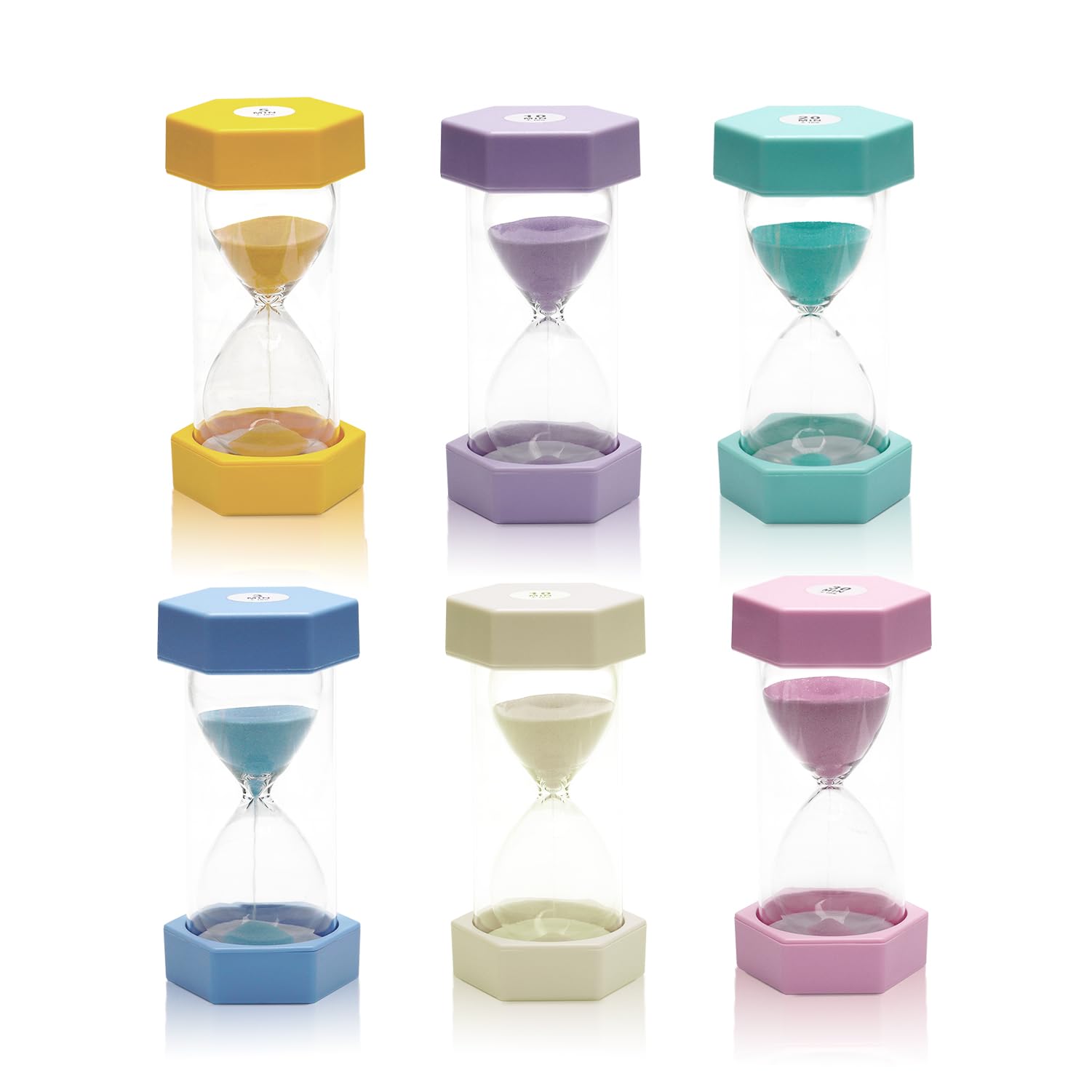 6 Pcs Colorful Hourglass Sandglass Timer Sand, Sand Timer, Clock Timer 3/5/10/15/20/30 Minutes for Kids Games Classroom Home Office Kitchen Use