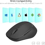 RAPOO M300G Silent Wireless Mouse, 2.4GHz Multi-Mode Bluetooth Mouse for Laptop, Adjustable up to 2400 DPI Computer Mouse, Optical Mouse with USB Receiver for PC, 12 Months Battery Life, Black or Gray