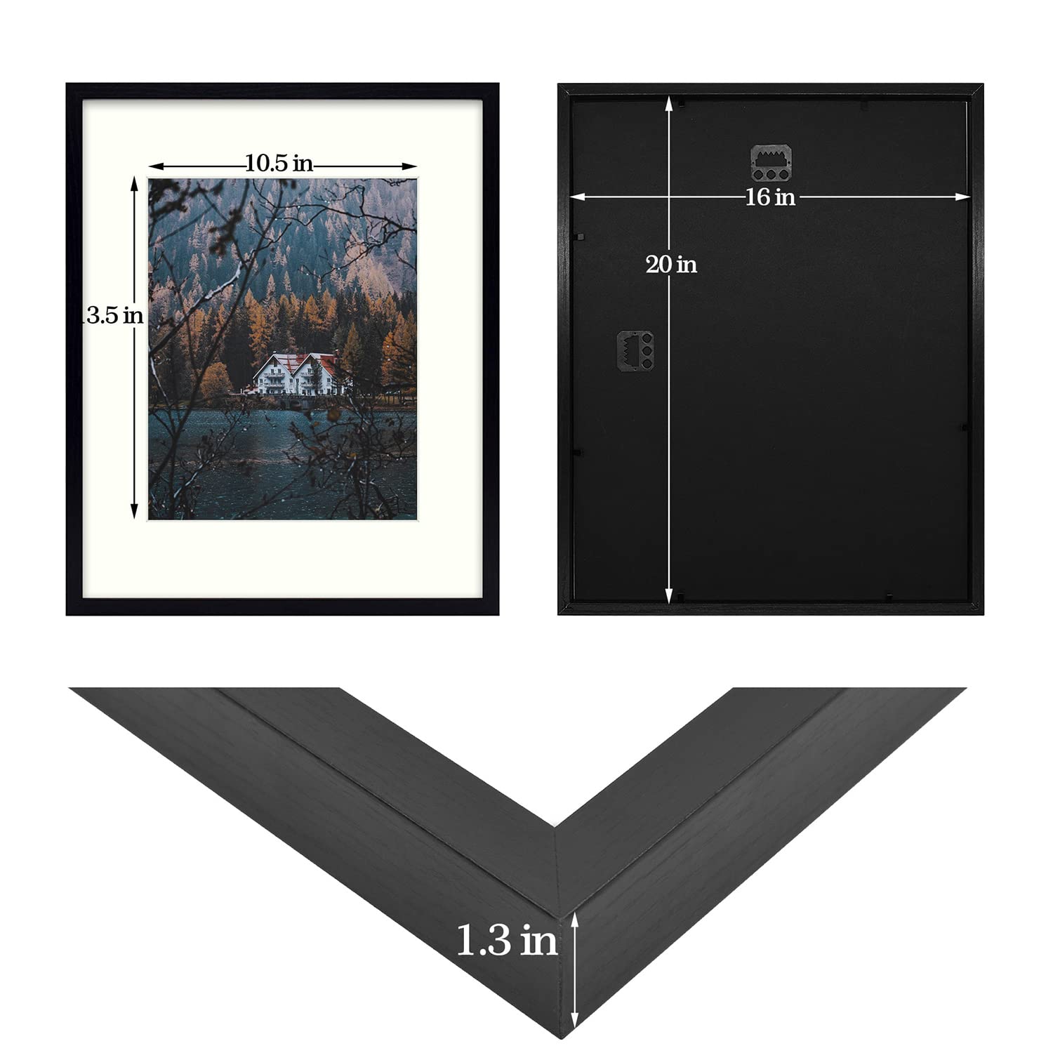 Frametory 16x20 Picture Frame 6-Pack | White, With Mat For 11x14 Or Without Mat, HD Glass, Wall Ready
