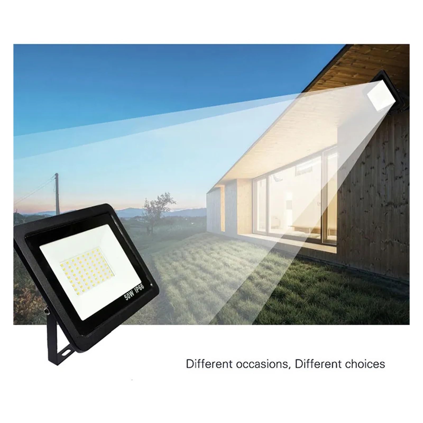 Foco Led De 20W, 30W, 50W, 100W For Exteriores, Reflectores SMD 2835, Lámpara Pared, Iluminación For Calle Y Plaza Garaje en el jardín(50W,Warm 3000K)